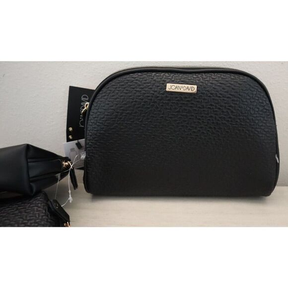 Joan & David JDC1656 Black Puzzle Embossed 3 Piece Dome Cosmetic Set - Picture 10 of 15